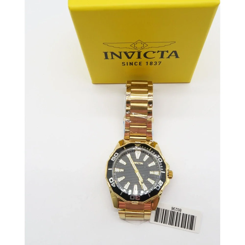 Invicta Diver Meridian Mens Watch 46mm Gold Tone Black Dial 69236  New